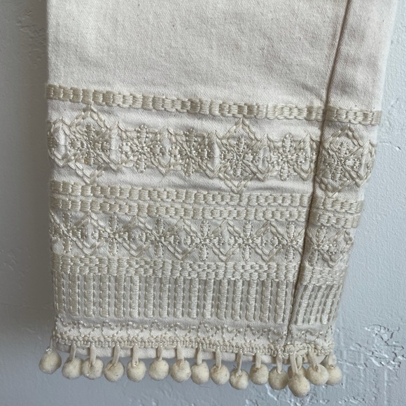 Tory Burch Lana Pom Pom cream embroidered jeans size 27 - Picture 5 of 10